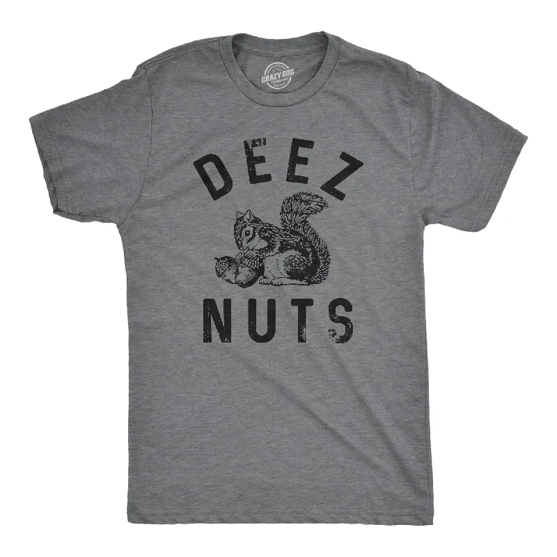 Men's yoga-friendly t-shirt-Deez Nuts Squirrel Men's T Shirt