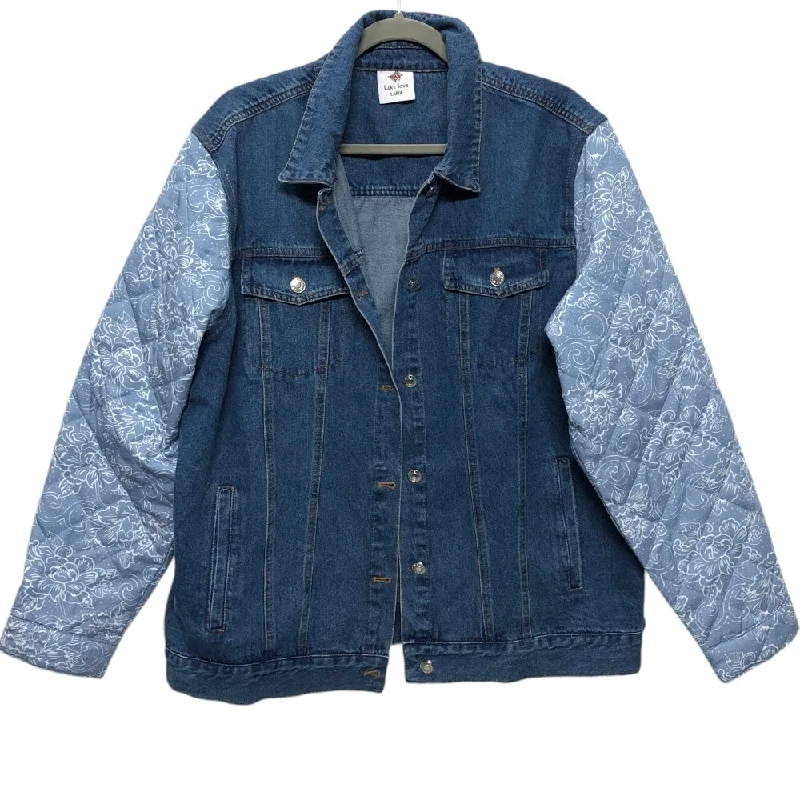 Men's relaxed fit bomber jacket-Jacket Denim By Clothes Mentor In Blue, Size:L