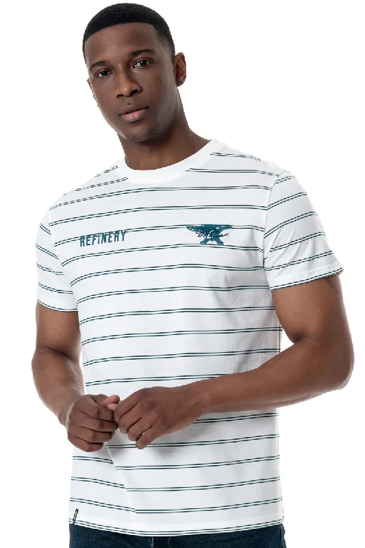 Men's weatherproof workout t-shirt-Striped T-Shirt _ 153225 _ Off White