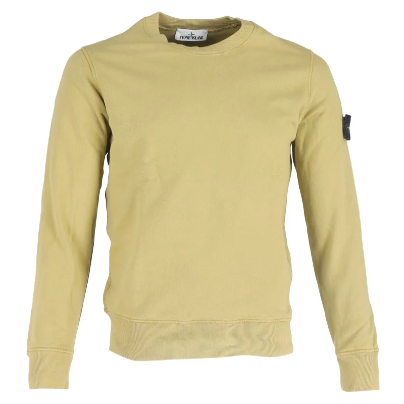 Men's anti-odor knitwear-Stone Island Garment Dyed Fleece Sweatshirt in Dark Beige Cotton