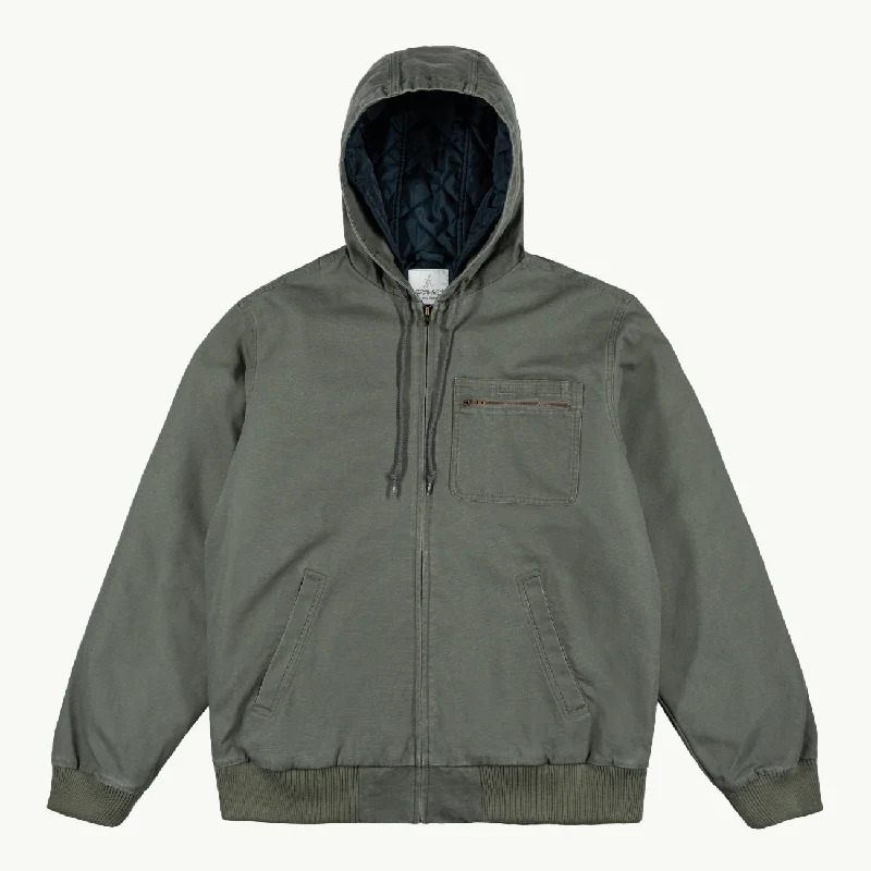 Men's sporty windbreaker jacket-Gramicci x Adsum Canvas Work Jacket - Olive