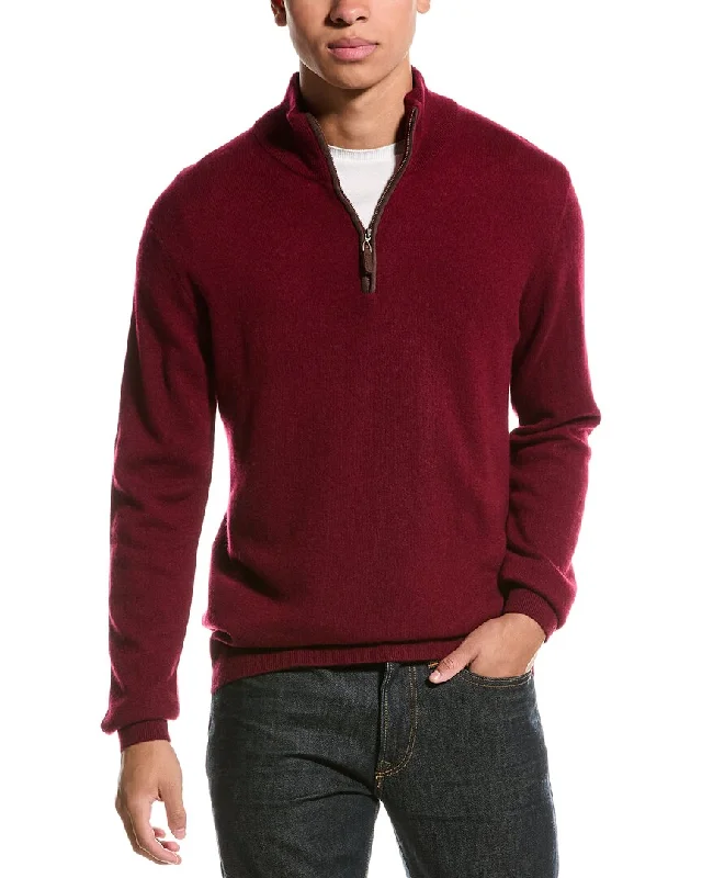 Men's travel knitwear-Magaschoni Cashmere 1/4-Zip Mock Neck Sweater