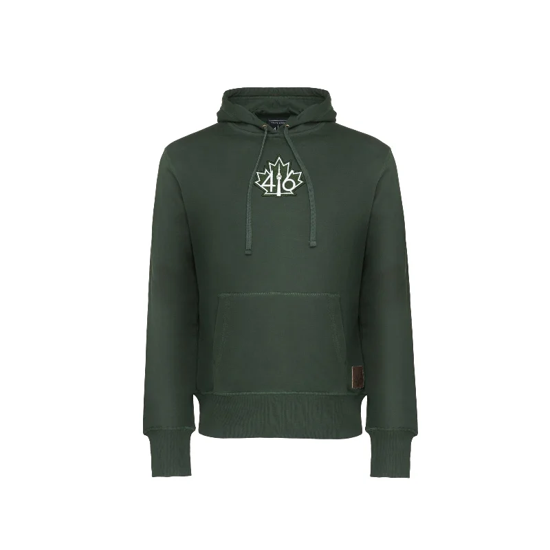 Men's sporty travel hoodie-416 French Terry Men's Pullover Hoodie - Forest Green