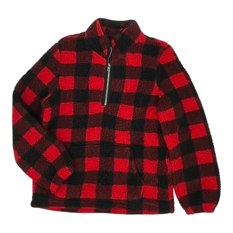 Men's summer field jacket-Jacket Faux Fur & Sherpa By Style And Company In Black & Red, Size:M