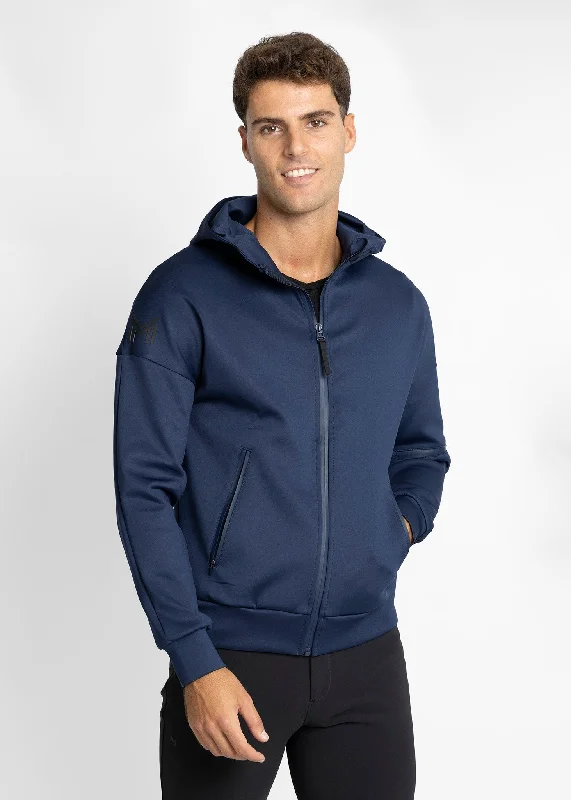 Men's performance workout hoodie-Element Zip Hoodie (Navy)